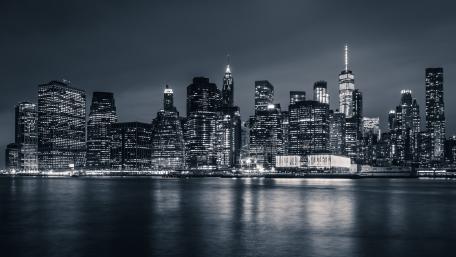 Elegant Monochrome City Skyline at Night wallpaper