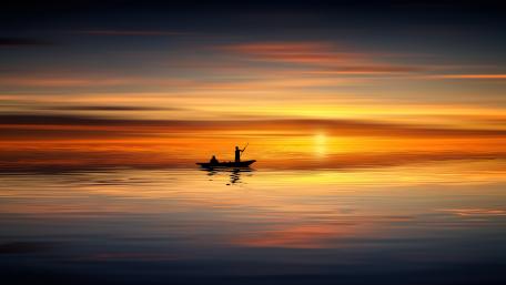 Fishermans in the sunset wallpaper