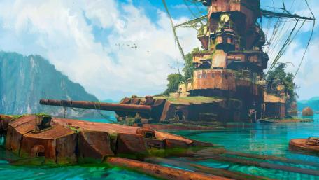 Abandoned battleship wallpaper