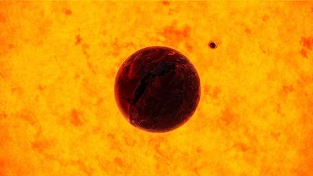 Fiery Planet Orbiting a Star wallpaper
