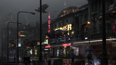 Cyberpunk city at night wallpaper