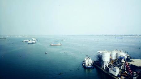 Ships on the river in Bangladesh wallpaper