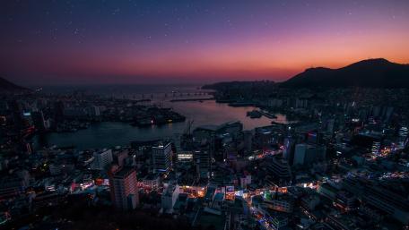 Night city bird's-eye view wallpaper
