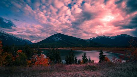 Mystical Mountain Lake at Dusk wallpaper