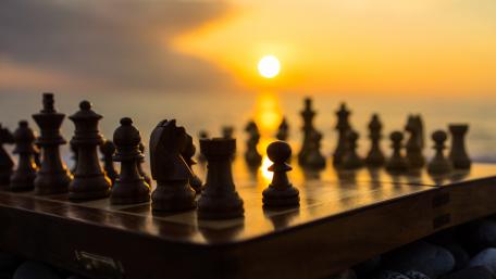 Chessboard in the sunset wallpaper