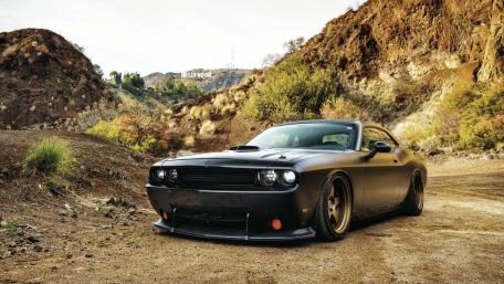 Matte black Dodge Challenger wallpaper