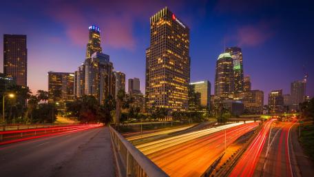Vibrant City Lights at Dusk wallpaper