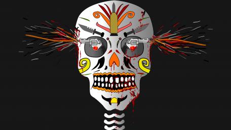 Skull and gun art wallpaper