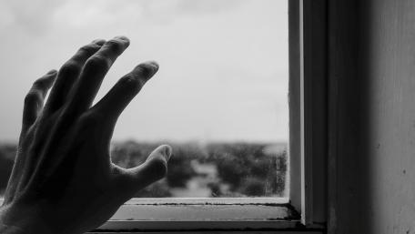 Lost in Solitude Behind the Glass wallpaper