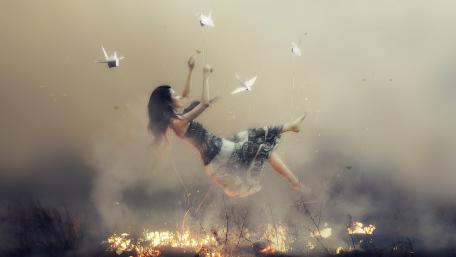 Floating Dream: Witch in Flames wallpaper