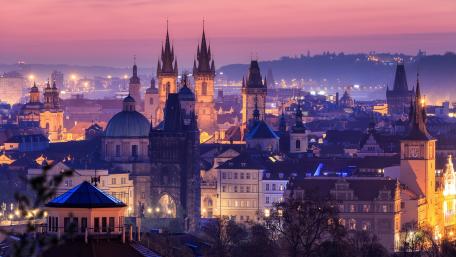 Prague at sunset wallpaper