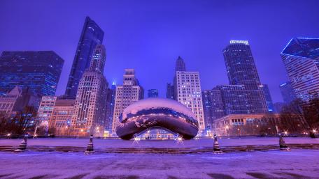 The Bean on a winter night (Millennium Park, Chicago) wallpaper