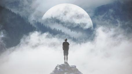 Full moon in the valley wallpaper