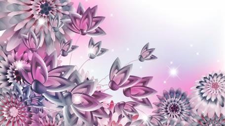 Purple flower corner pattern wallpaper