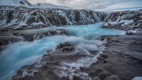 Frozen Bruarfoss Waterfall wallpaper