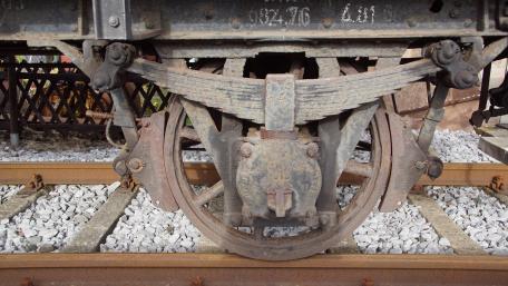 Rustic Train Wheel on Rails in Bochum Germany wallpaper