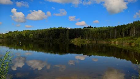 Tranquil Lake Reflections in Nature's Embrace wallpaper