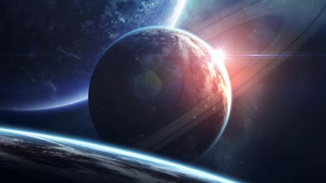 Ringed planet - Space art wallpaper
