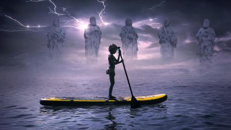 Boy encircled by spirits wallpaper