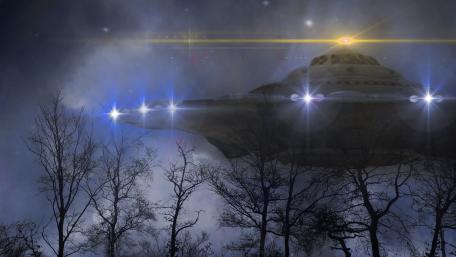 UFO above the trees wallpaper