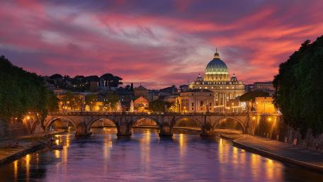 St. Angelo Bridge and St. Peter's Basilica wallpaper