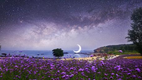 Milky way on the beach wallpaper