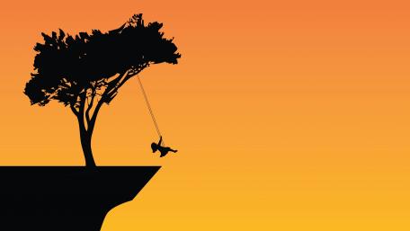 Swing above a gap wallpaper