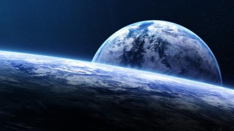 Mysterious Blue Planet System wallpaper