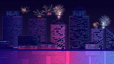 Retro neon city wallpaper