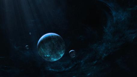 Blue planets space art wallpaper