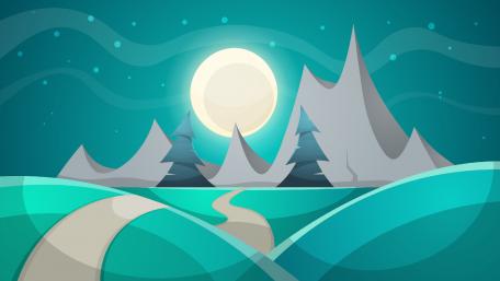 Trquoise minimal winter landscape wallpaper