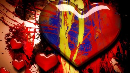 Color painted hearts wallpaper