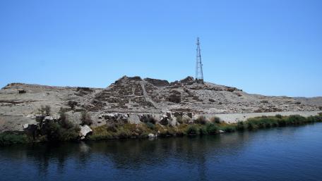 Ruins on the river wallpaper