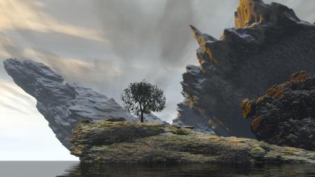 Digital rocky landscape wallpaper