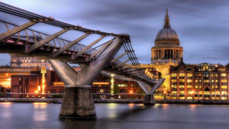 Stunning View of Millennium Bridge at Dusk in London wallpaper