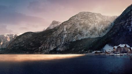 Hallstatt in winter wallpaper