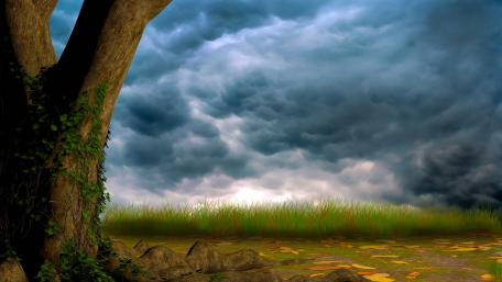 Cloudy fantasy landscape wallpaper