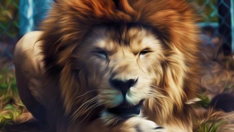Lion painting effect wallpaper
