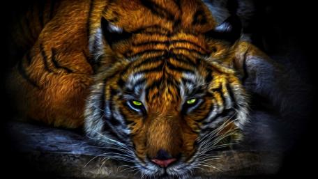 Majestic Tiger Portrait in Painting wallpaper