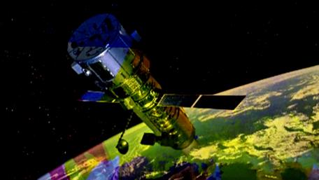 Satalite in Colorful Atmosphere wallpaper