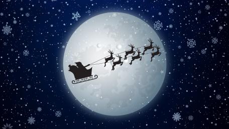 Santa's sleight silhouette in the full moon wallpaper