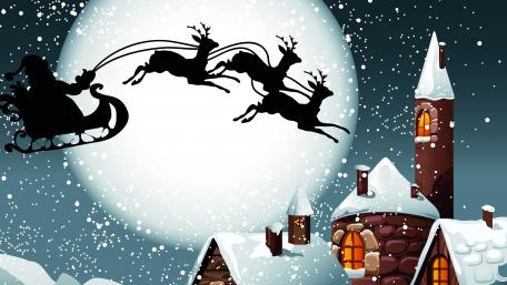 Santa's sleight silhouette in the full moon wallpaper