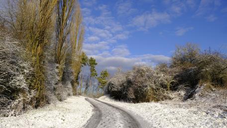 Snowy winter road wallpaper