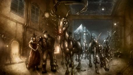 Steampunk Santa Claus wallpaper