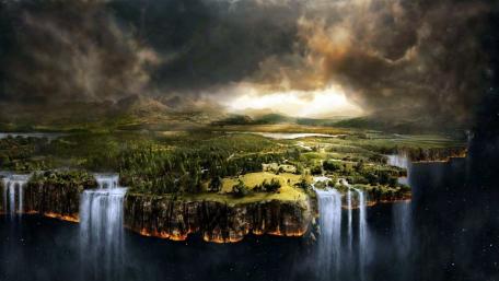 Fantasy waterfalls wallpaper