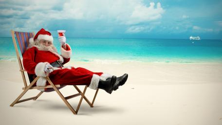 Santa on the beach wallpaper