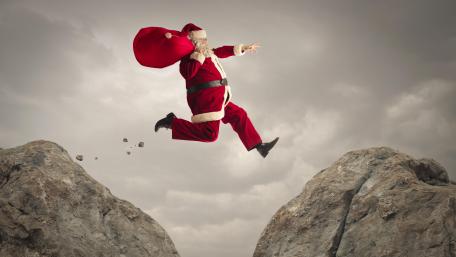 Jumping Santa wallpaper
