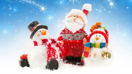 Santa with snowmen wallpaper