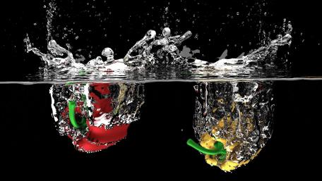 Bell peppers under water wallpaper