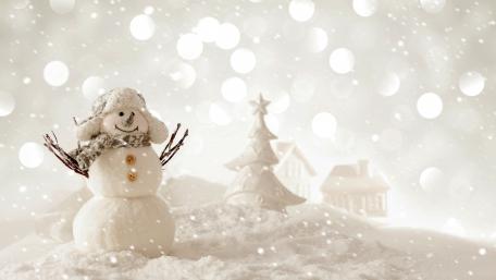 Snowman in ushanka hat wallpaper